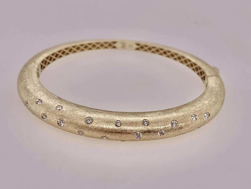 14K Yellow Designer Diamond Bangle Bracelet