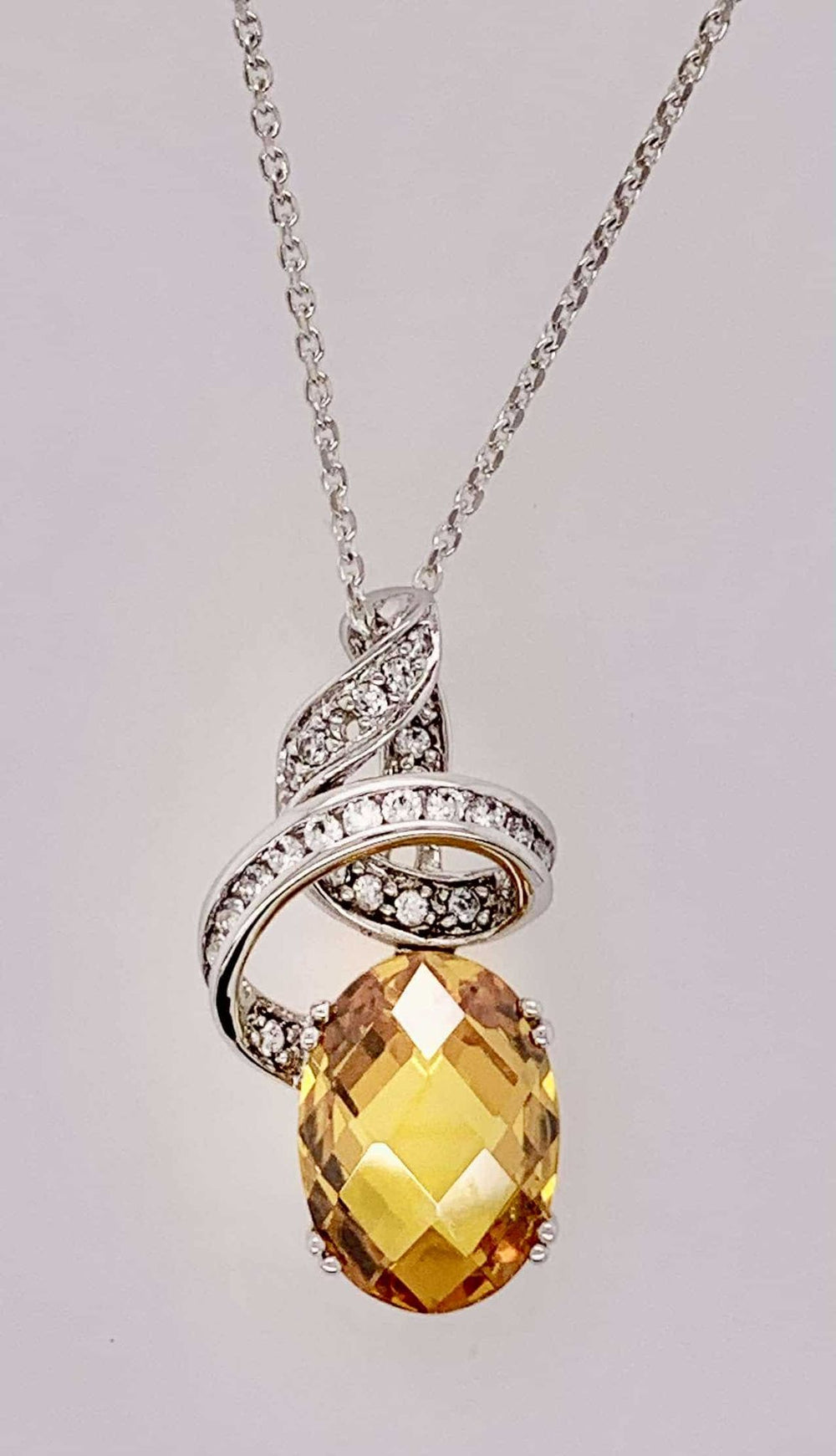 Sterling Sliver Synthetic Citrine Pendant