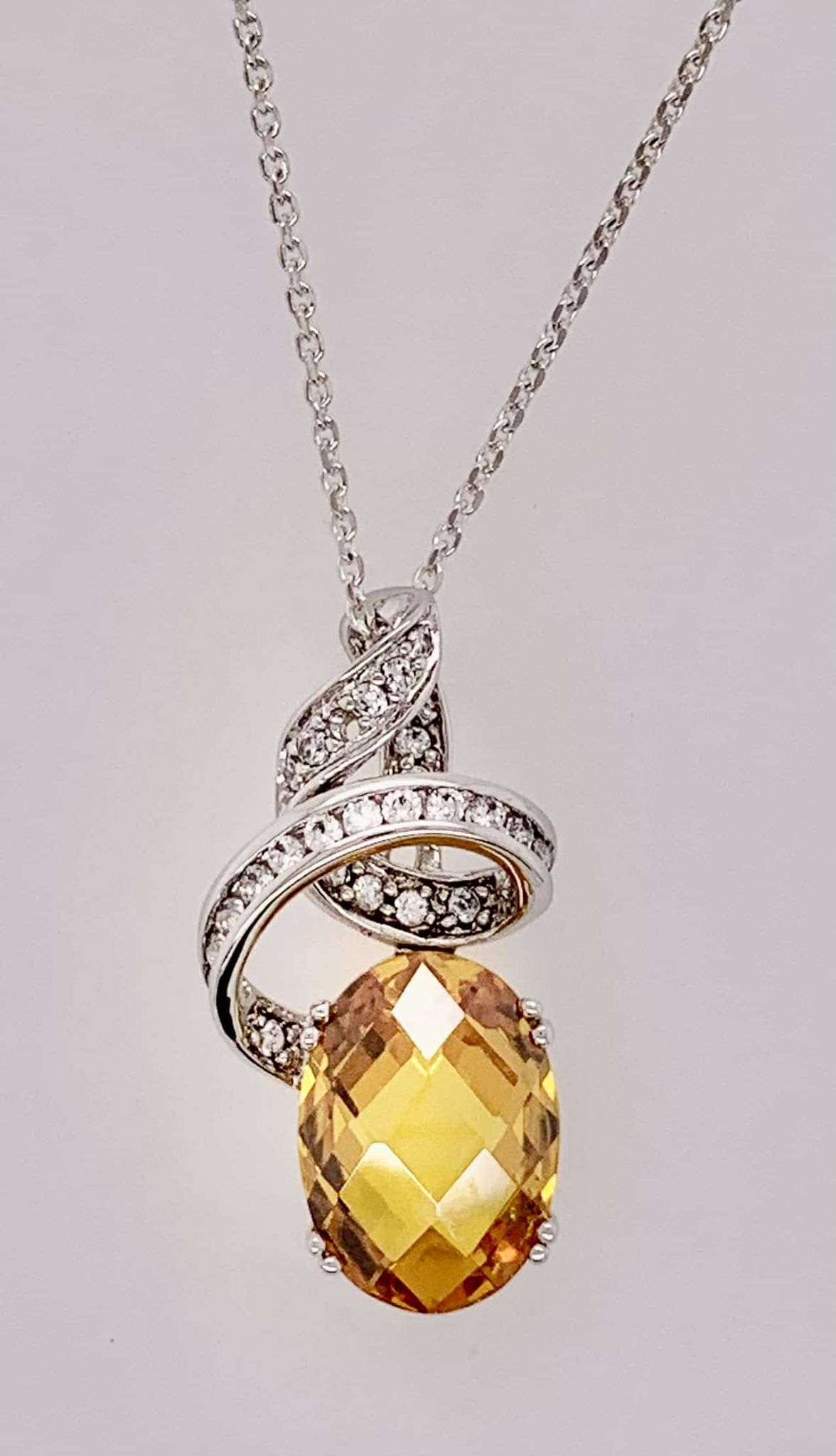 Sterling Sliver Synthetic Citrine Pendant