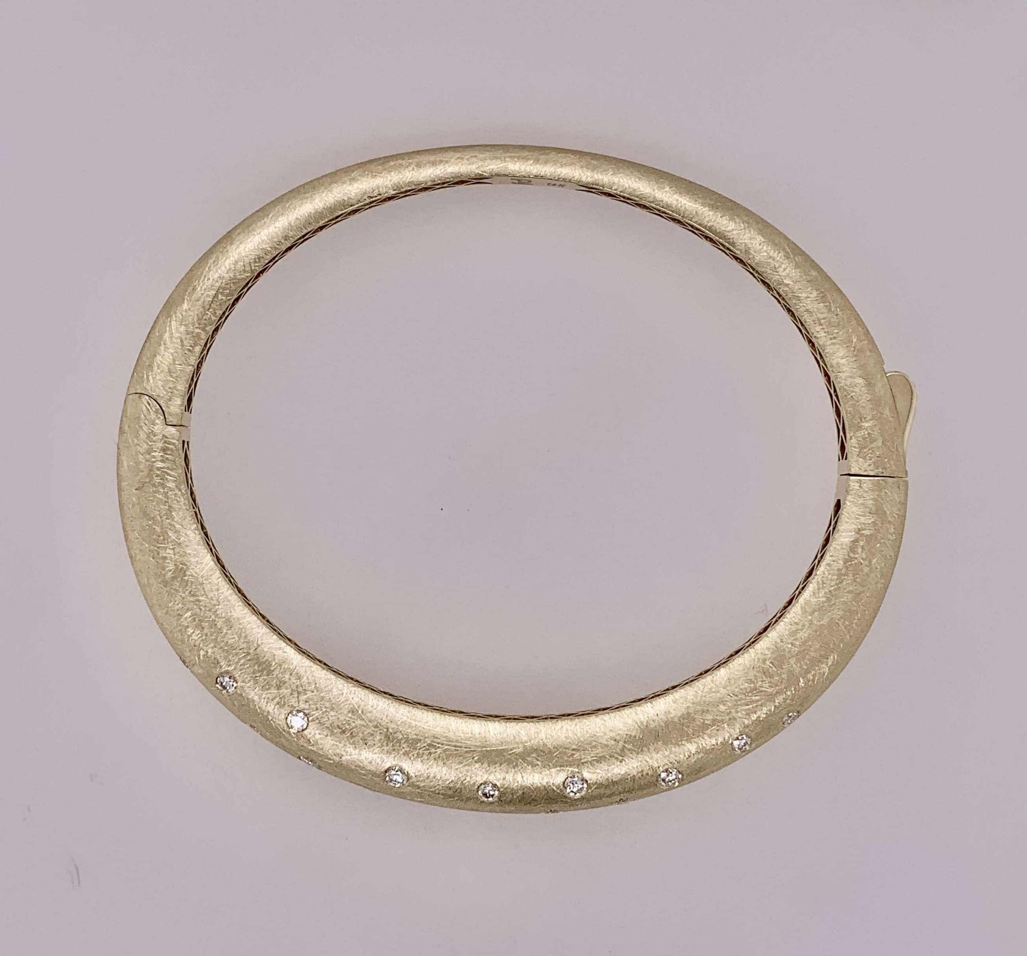 14K Yellow Designer Diamond Bangle Bracelet