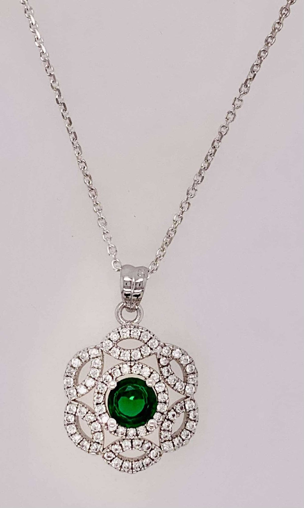 Sterling Silver Synthetic Emerald Pendant