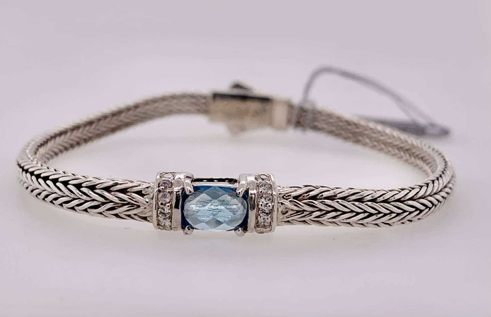 Phillip Gavriel Sterling Silver Blue Topaz & White Sapphire Bracelet