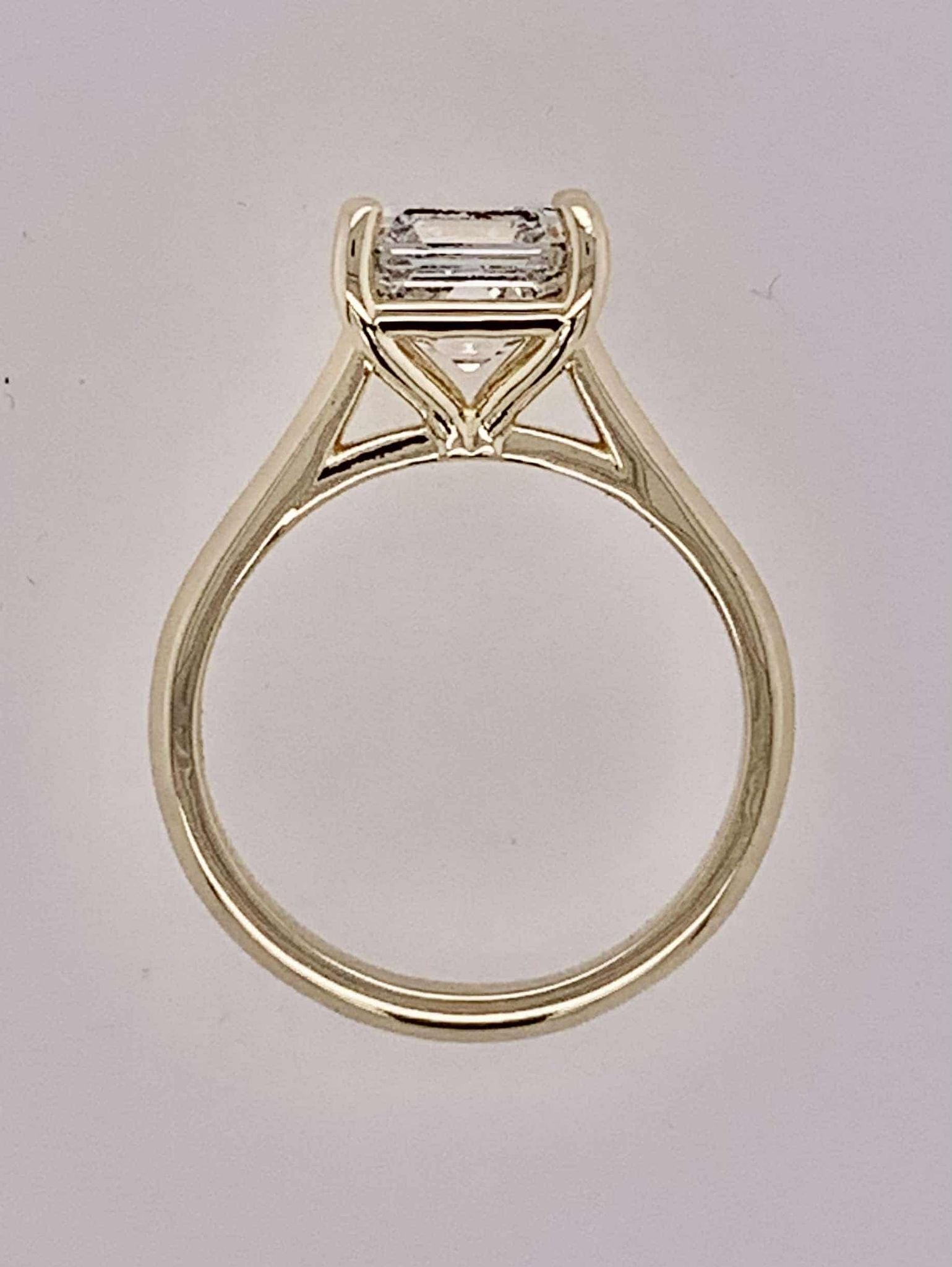 14K Yellow Gold LAB Asscher Cut Solitaire Ring