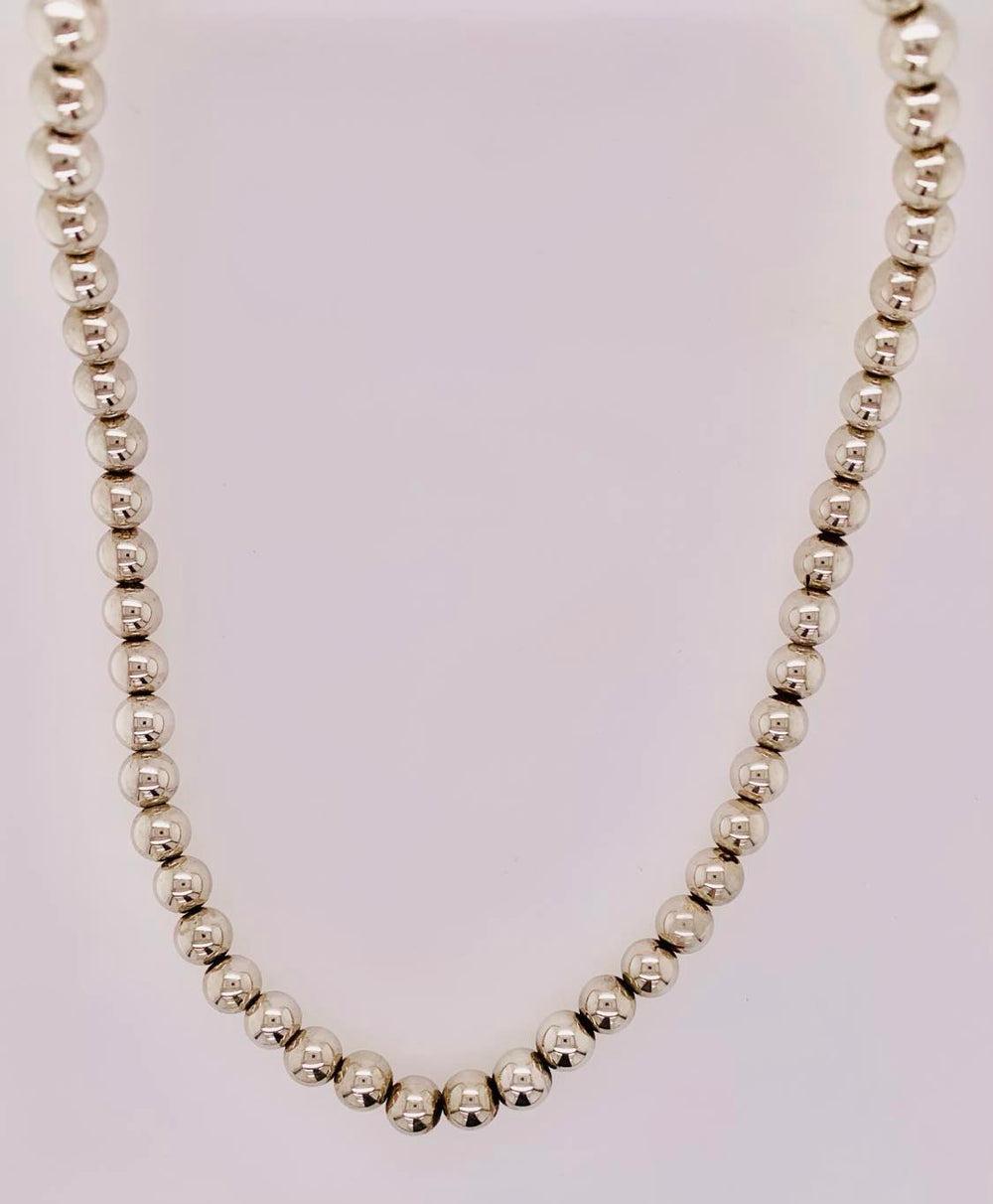 Sterling Silver Polished Bead Necklace