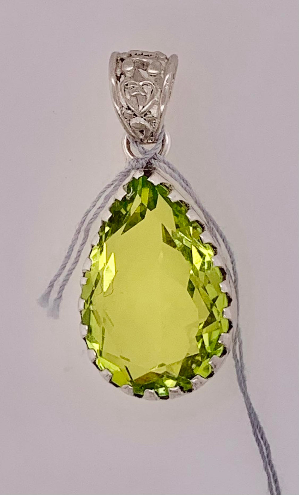 Estate Synthetic Green Peridot Color Pendant