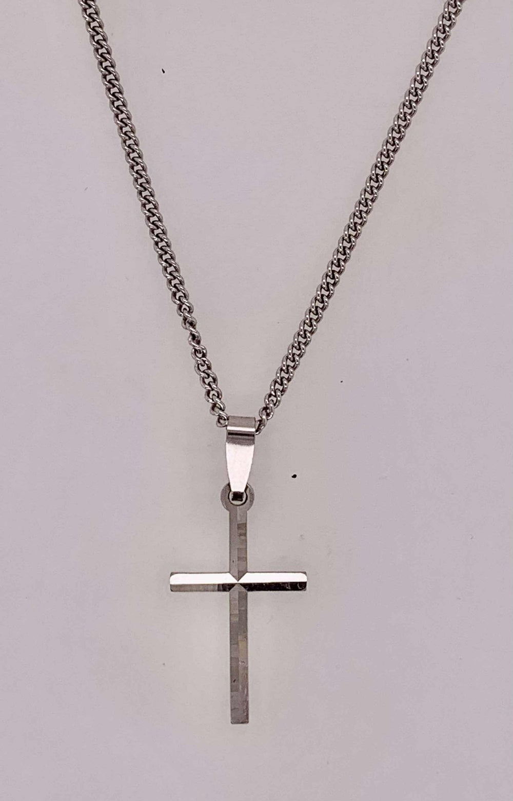 Estate Sterling Silver Cross Pendant Necklace