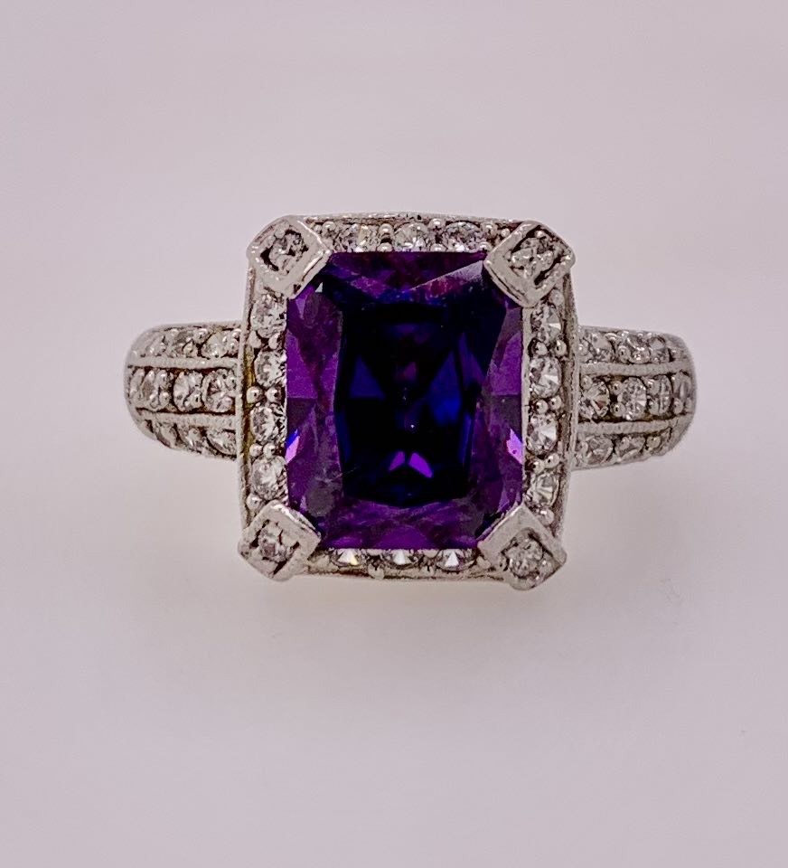 Sterling Silver Synthetic Amethyst Ring