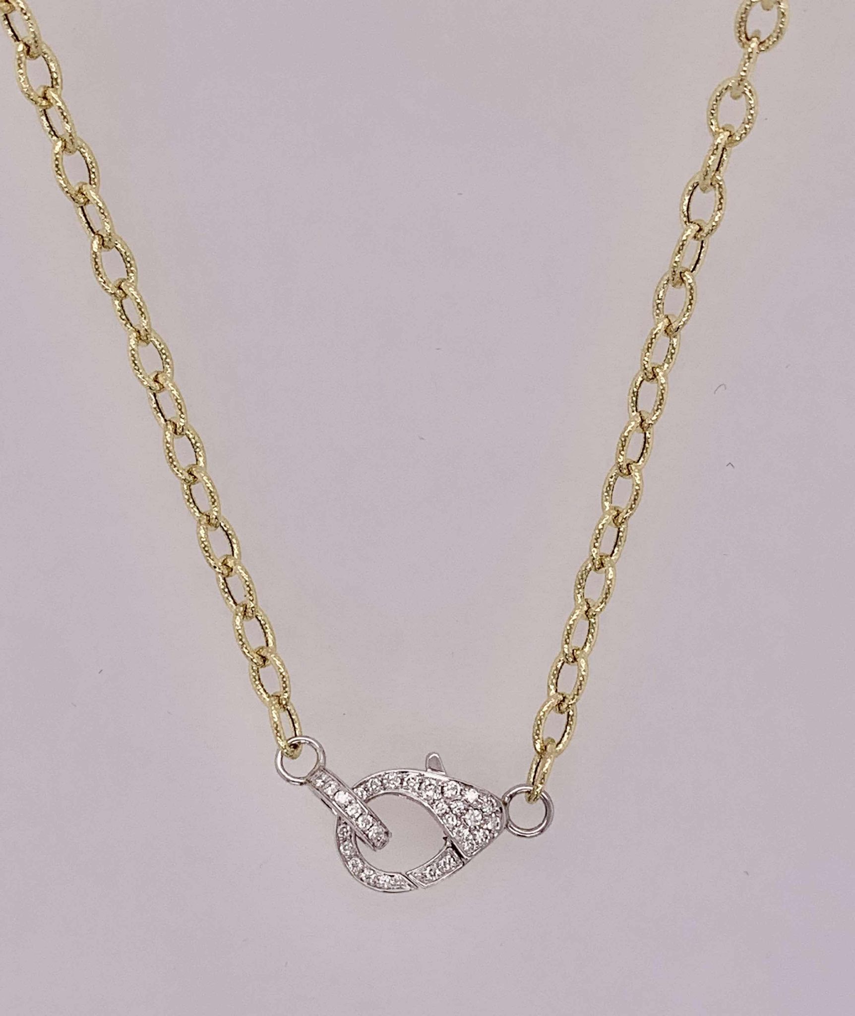 14K Yellow Cable Chain with Diamond Clasp