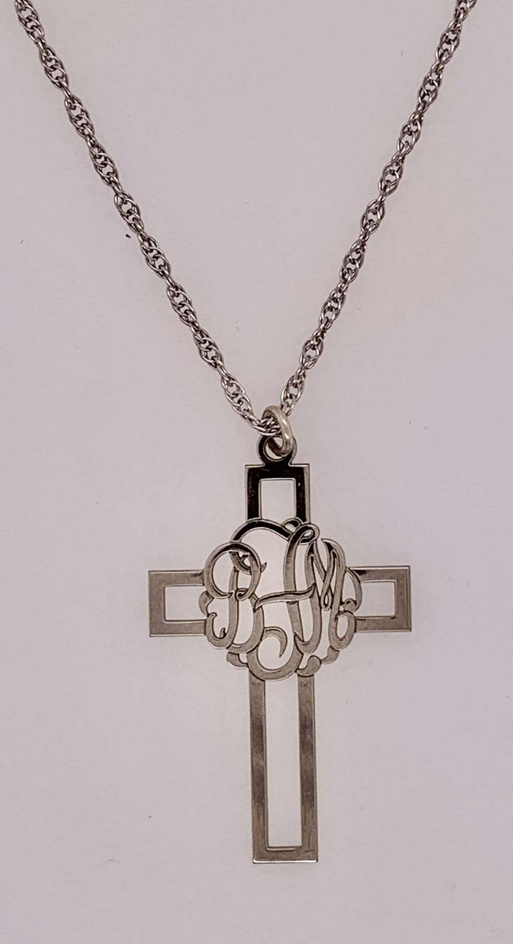 Estate Sterling Silver Cross Pendant Necklace