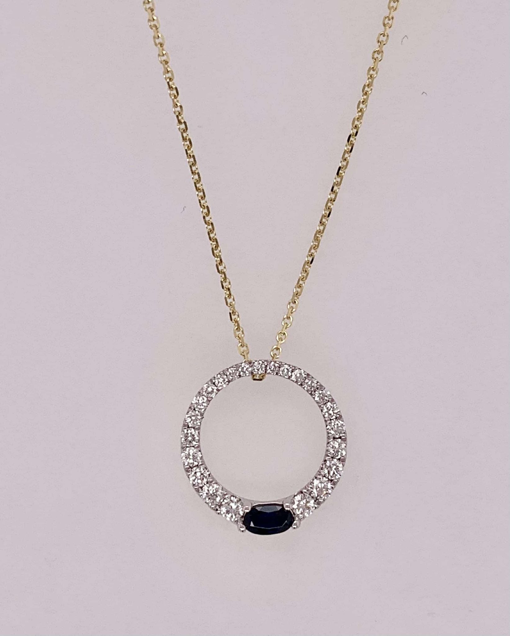 14K Diamond and Sapphire Pendant