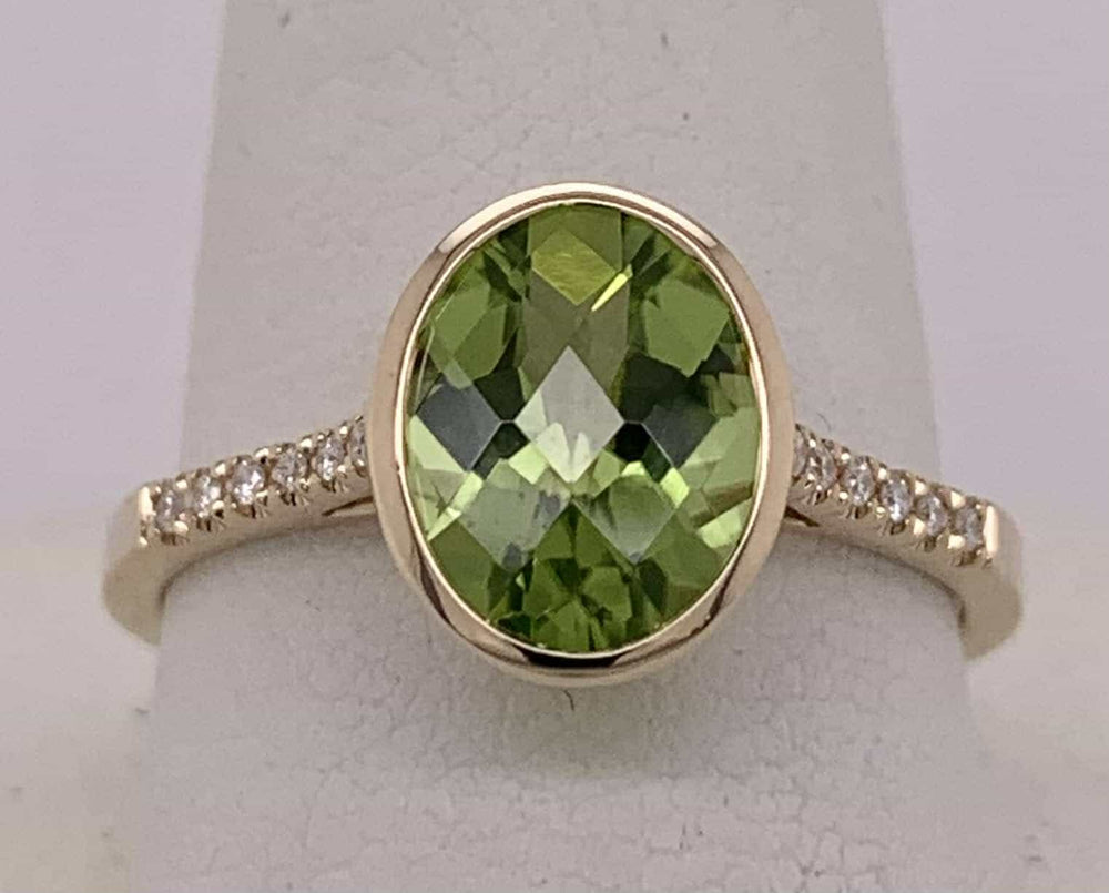 14K Peridot & Diamond Ring