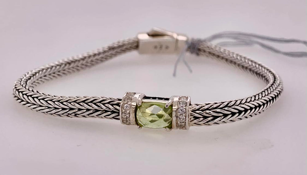 Sterling Silver Peridot & White Sapphire Bracelet