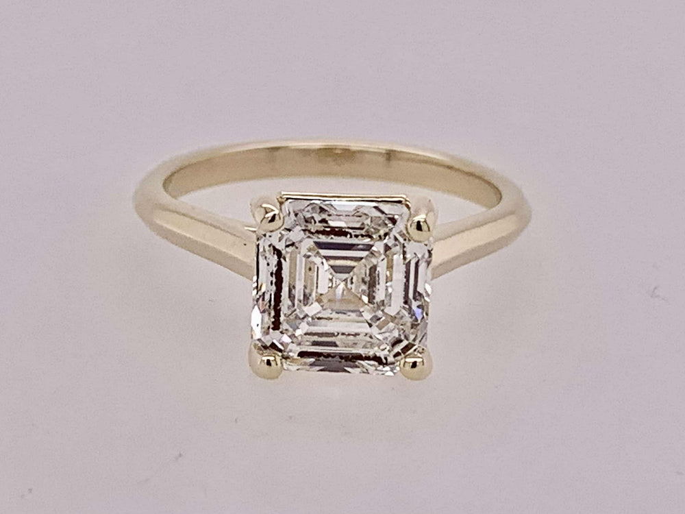 14K Yellow Gold LAB Asscher Cut Solitaire Ring