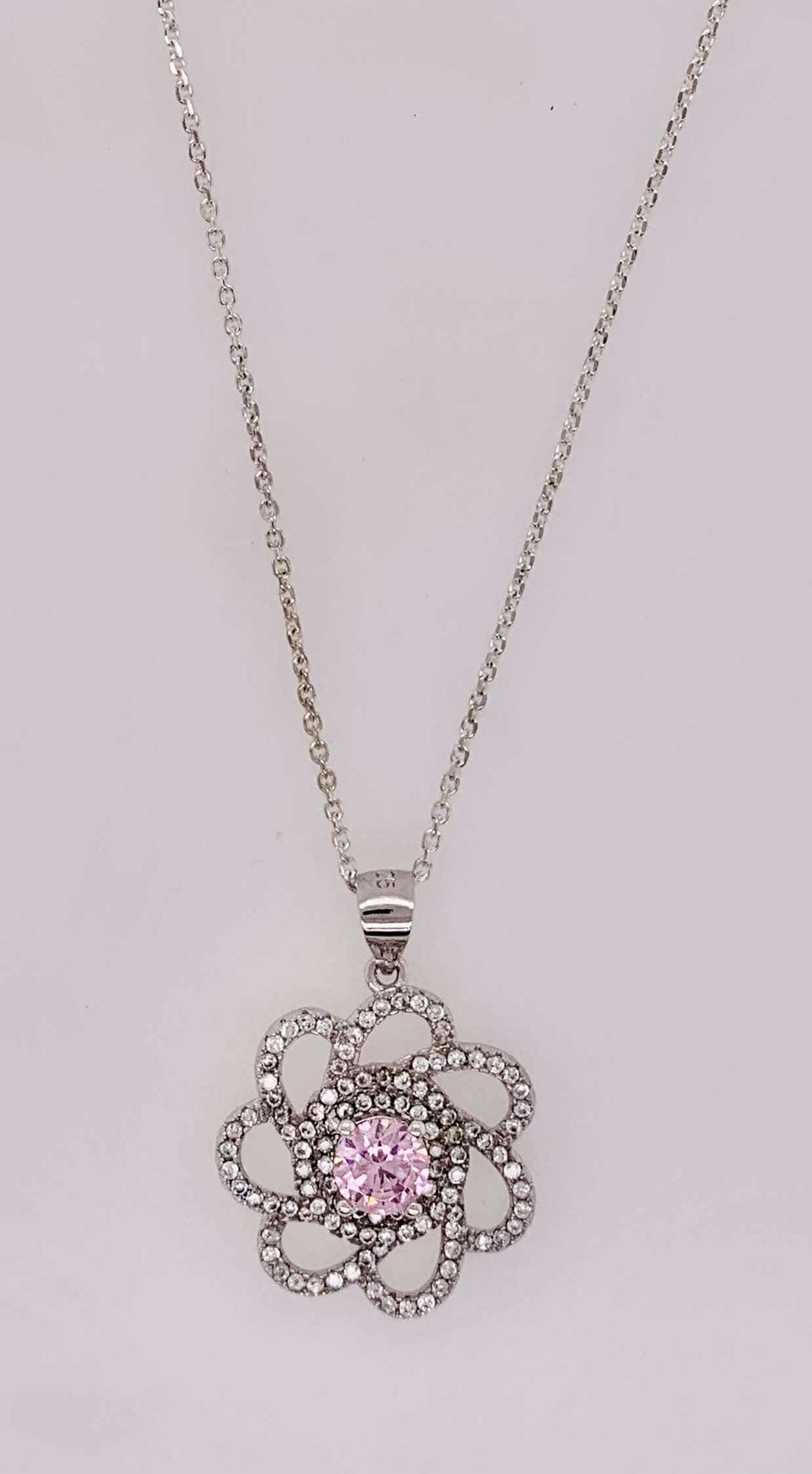 Sterling Sliver Synthetic Pink Pendant