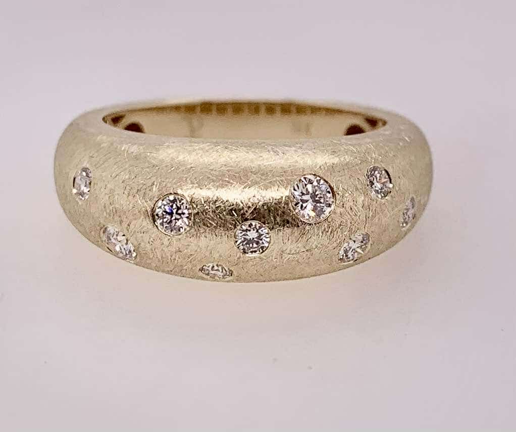 14K Yellow Designer Diamond Dome Ring