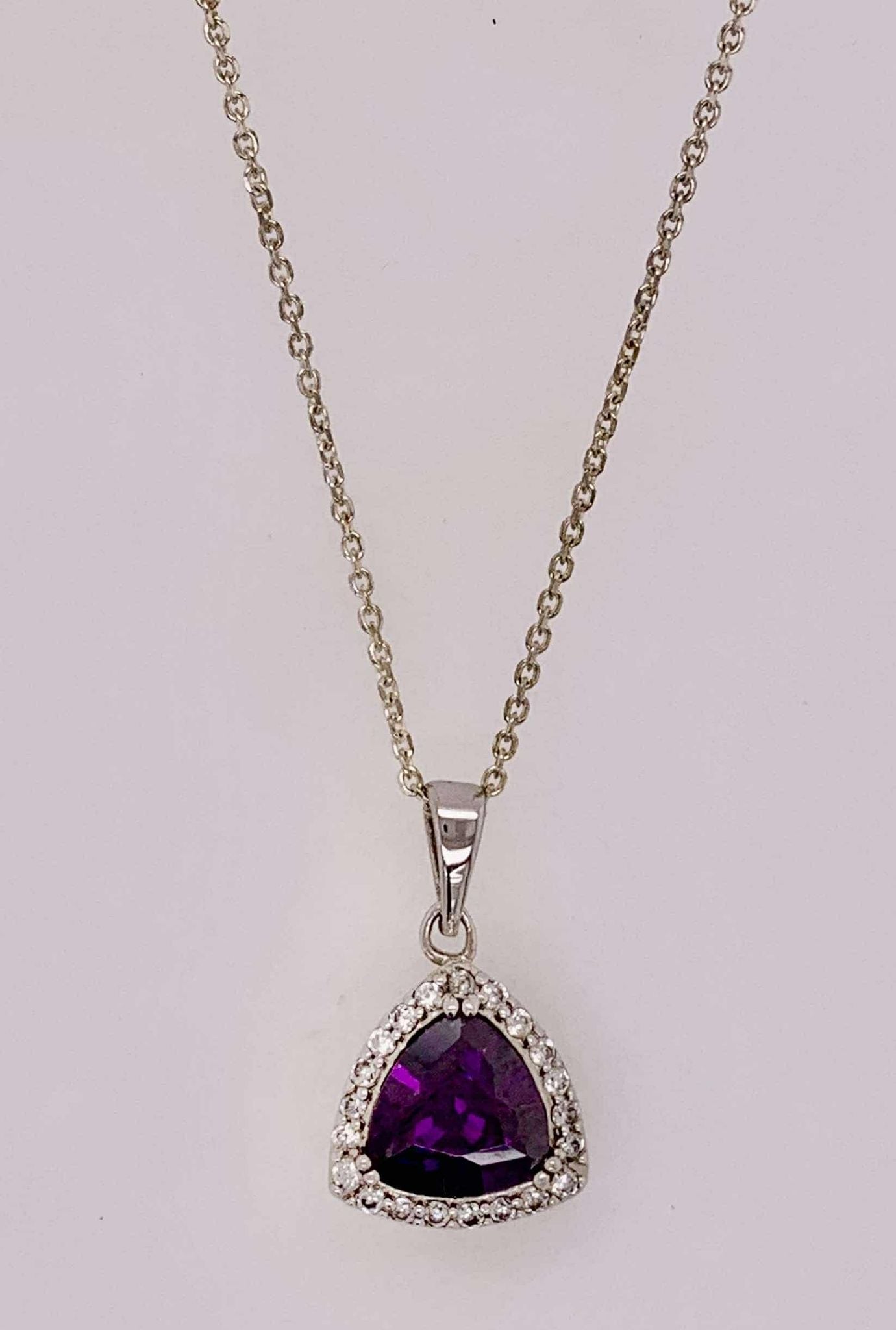 Sterling Silver Synthetic Amethyst CZ Pendant