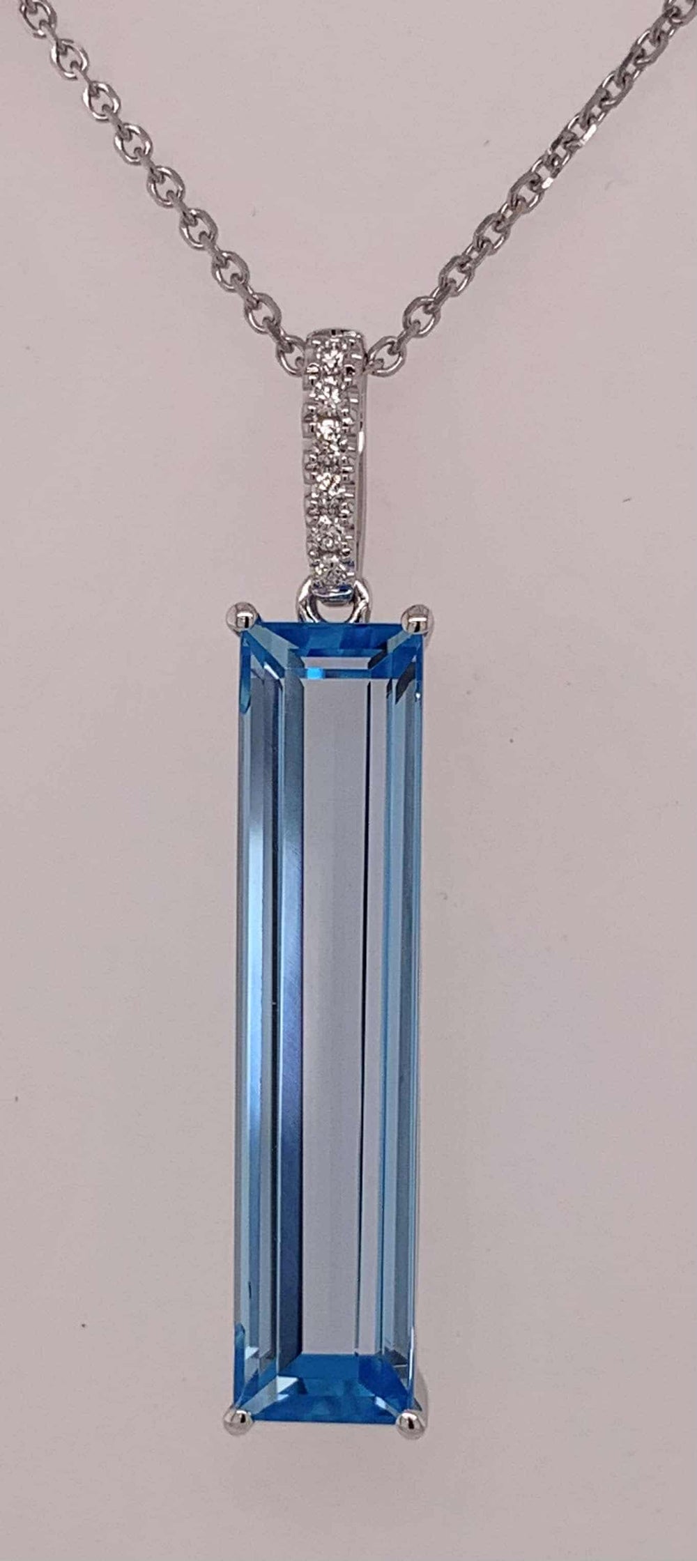 14K Blue Topaz & Diamond Pendant