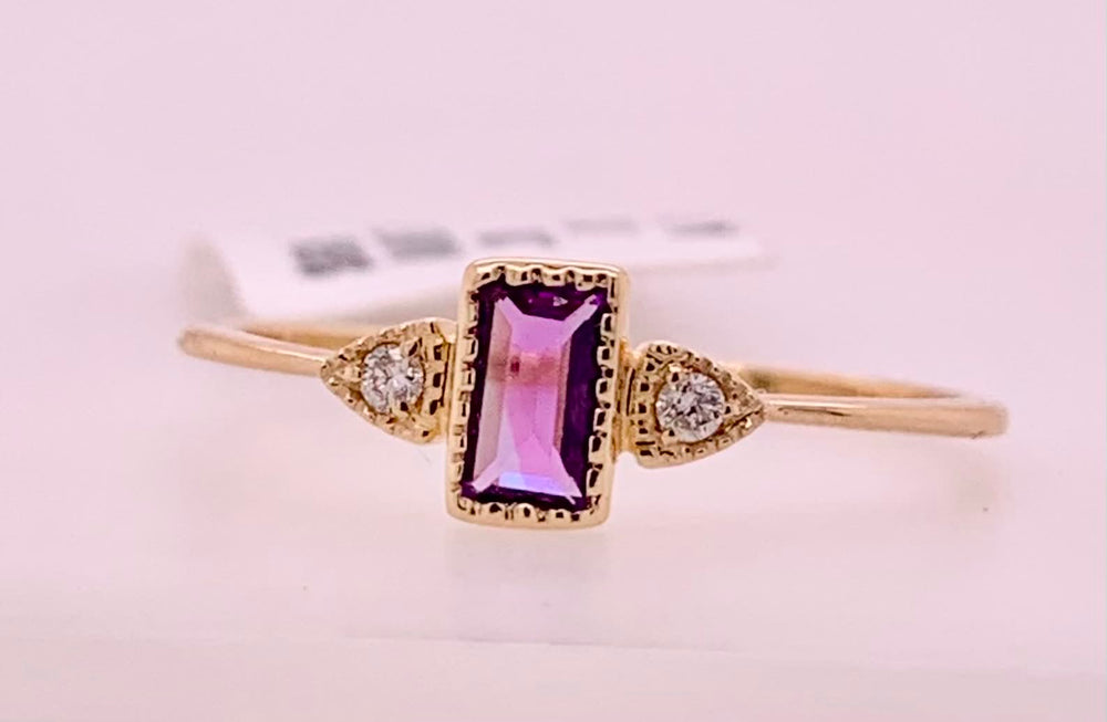 14K Amethyst & Diamond Ring