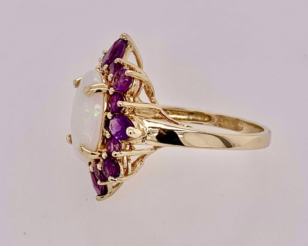 14K Estate Opal and Amethyst Ring