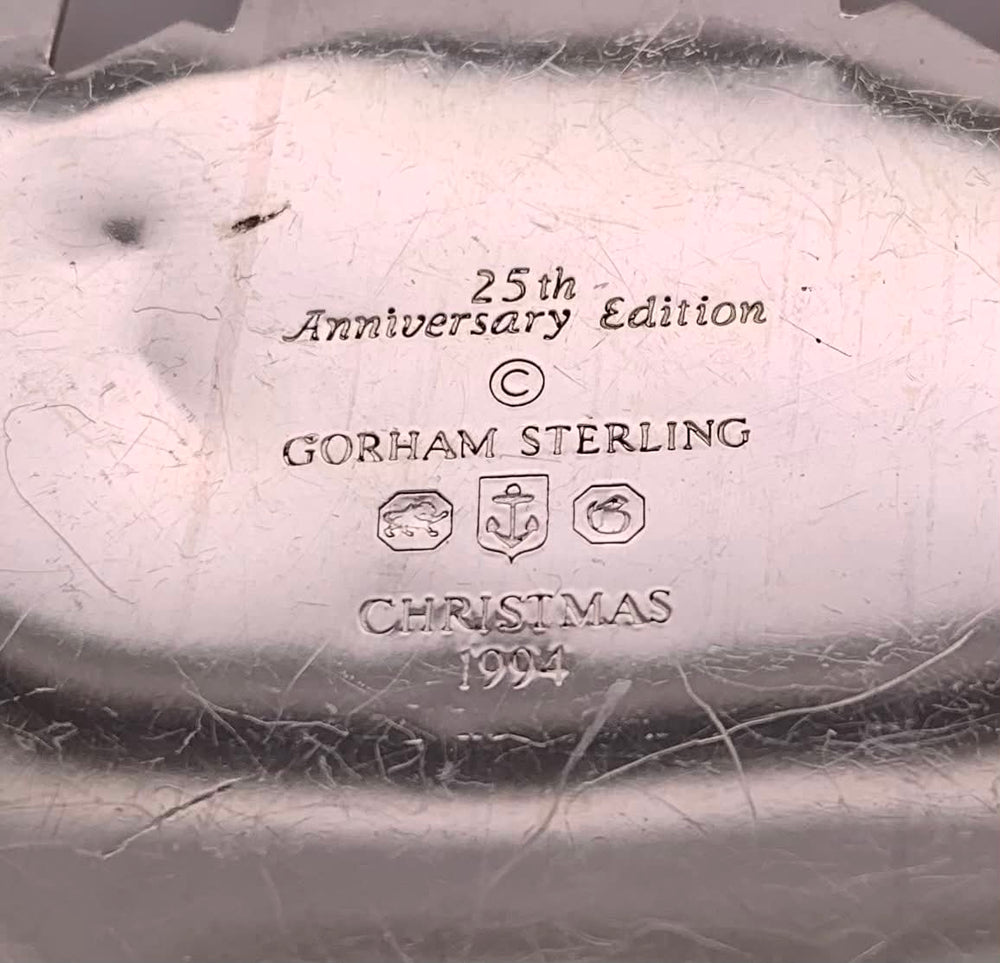 25th Anniversary Estate Sterling Silver Gorham Collectible Christmas Ornament