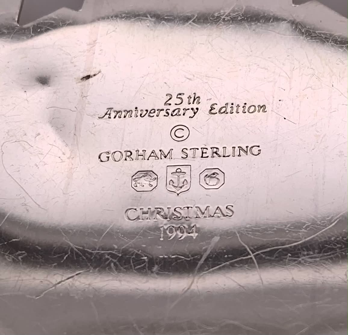 25th Anniversary Estate Sterling Silver Gorham Collectible Christmas Ornament