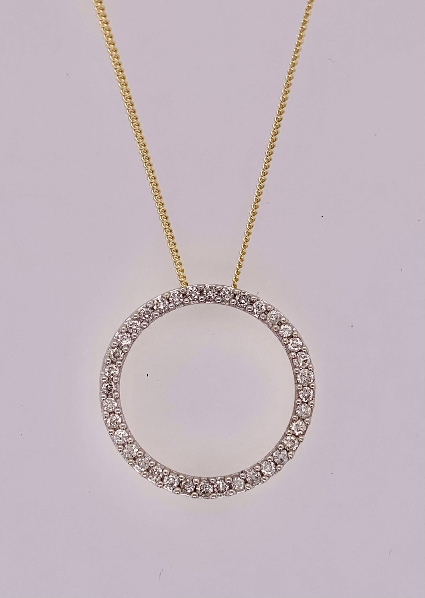 14K Diamond Circle Pendant