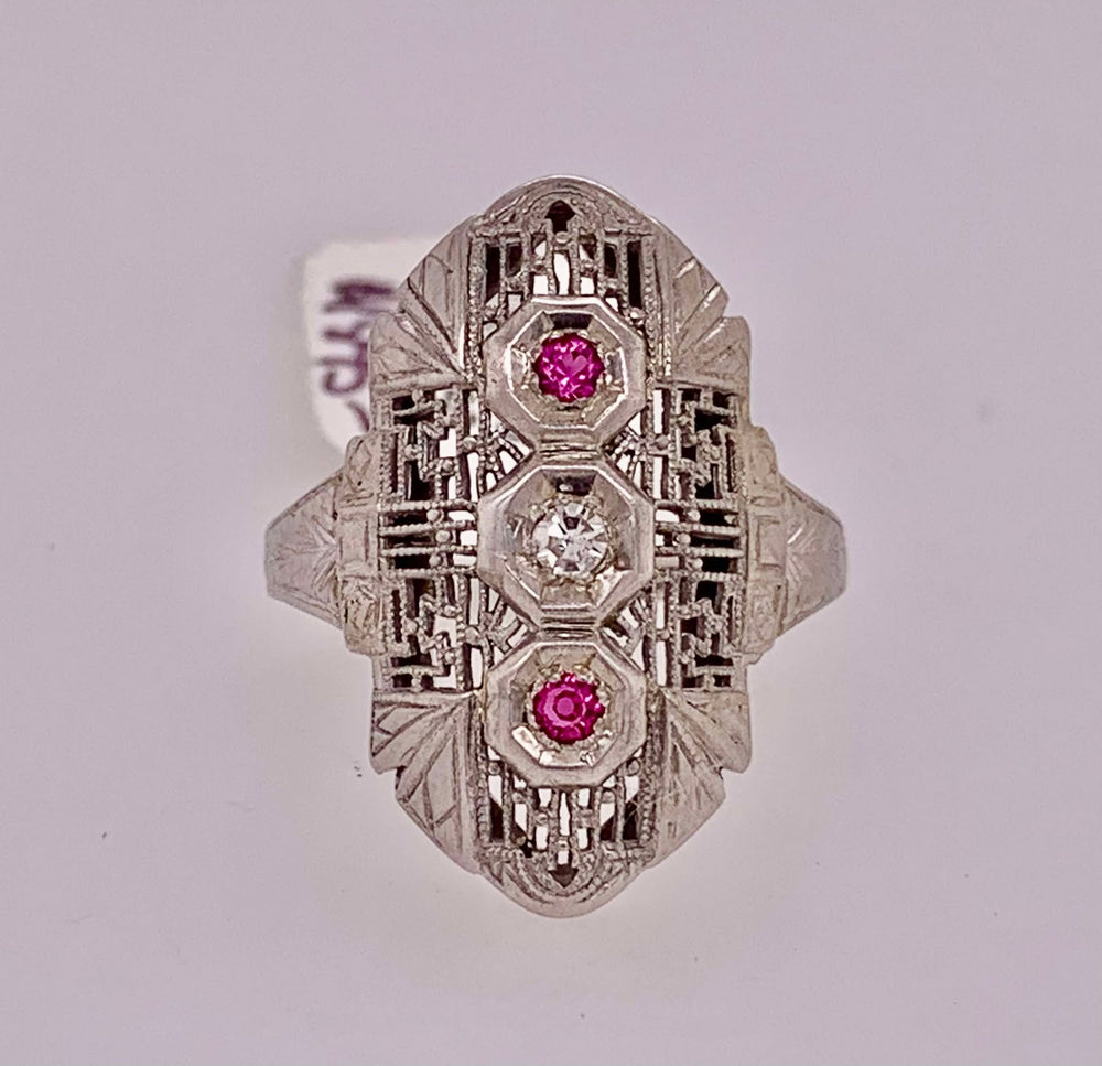 14K Estate Ruby & Diamond Ring