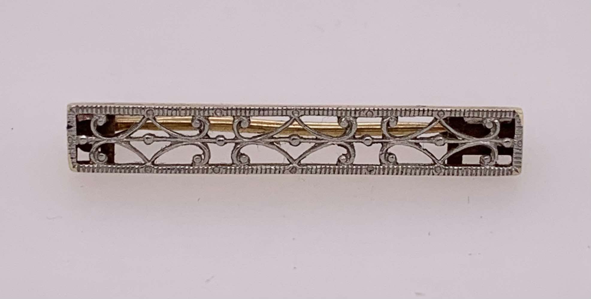 14K Estate Filigree Bar Pin