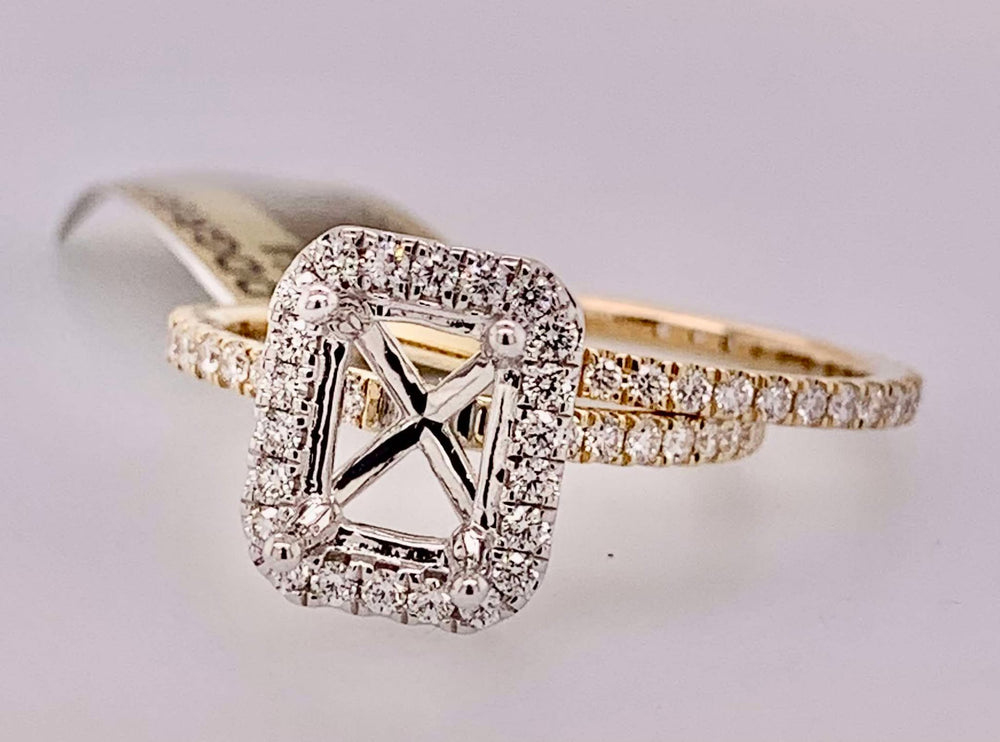 14K Two Tone Bridal Semi Mount Set