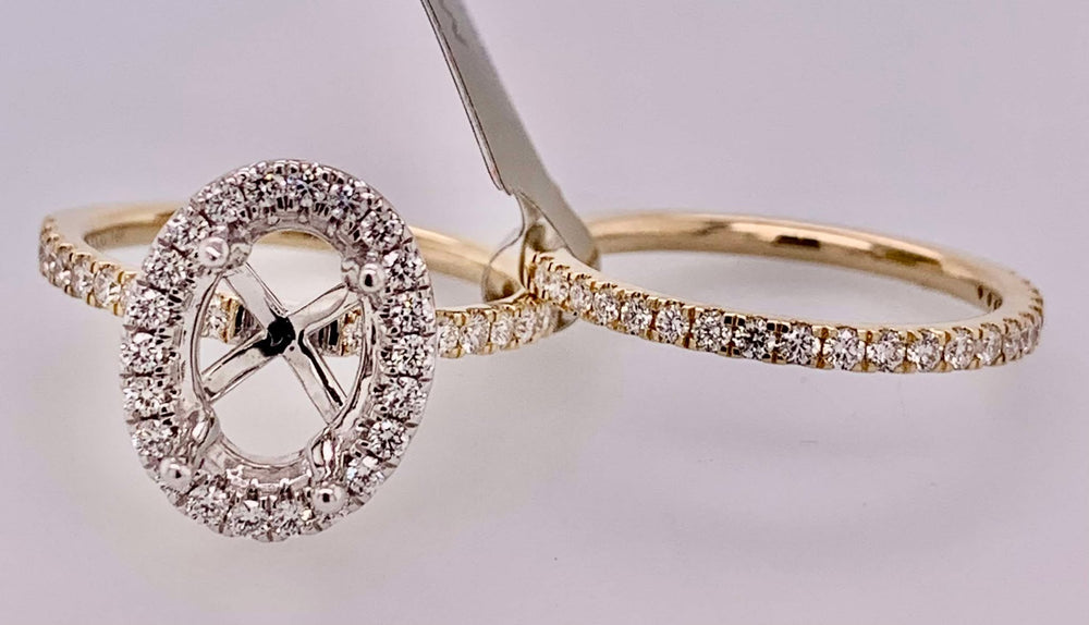 14K Two Tone Bridal Semi Mount Set