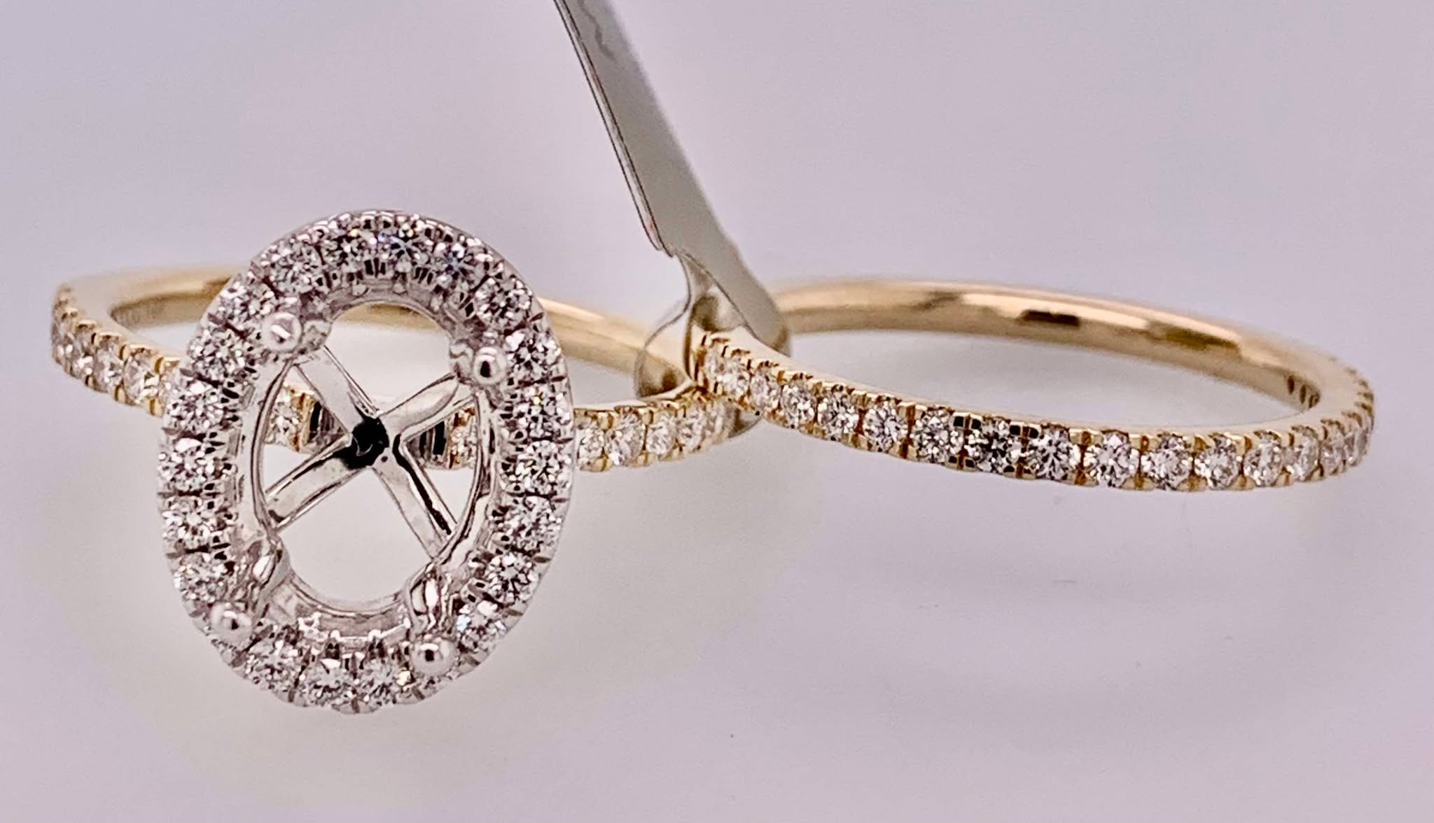 14K Two Tone Bridal Semi Mount Set