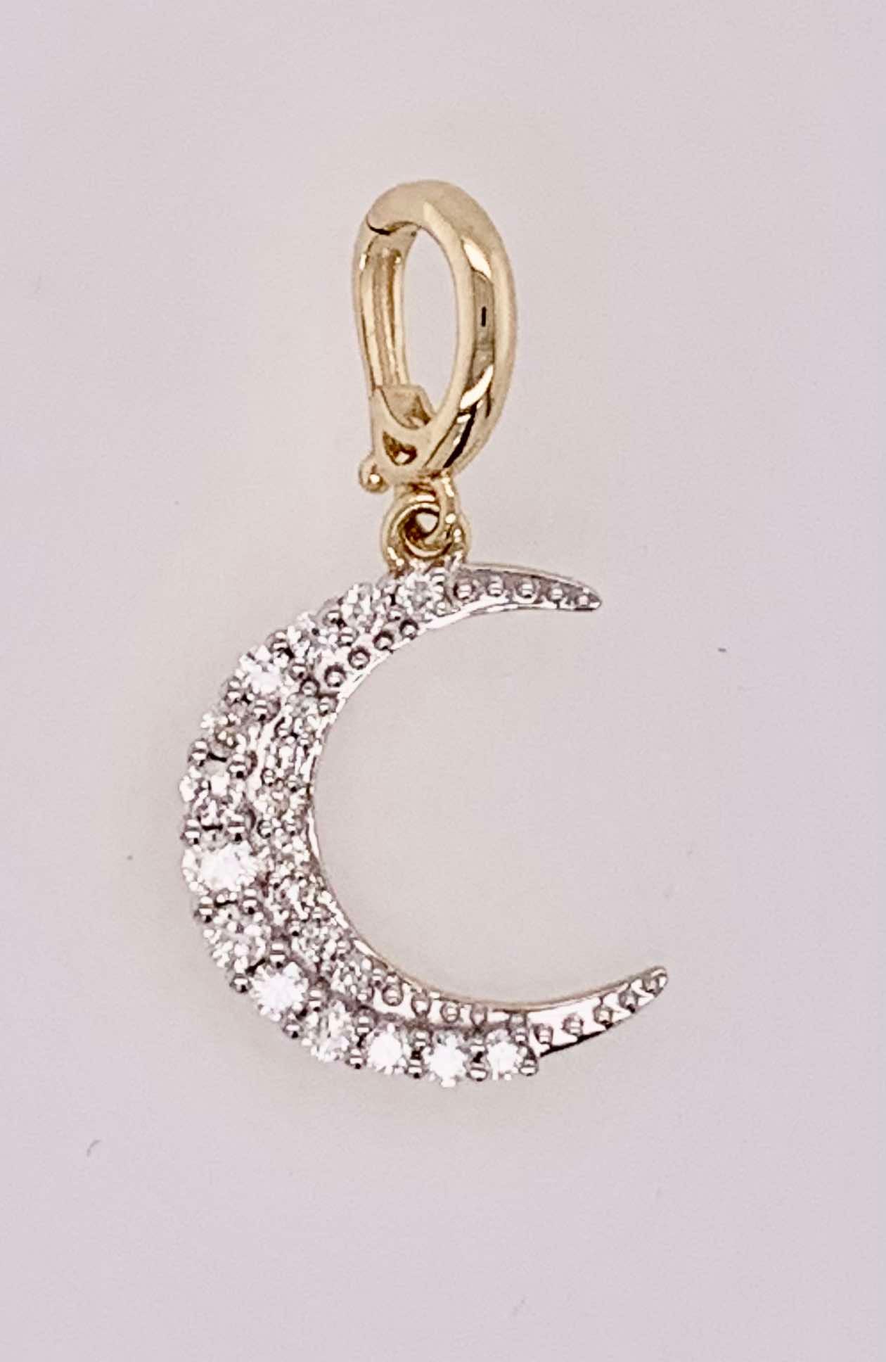 14K Diamond Moon Charm