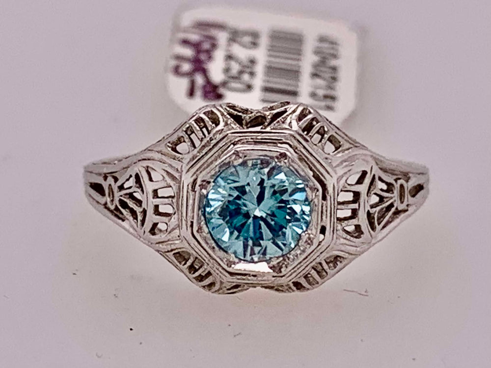 18K Estate Blue Zircon Ring