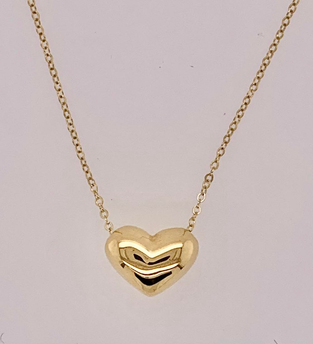 14K Puffed Heart Necklace
