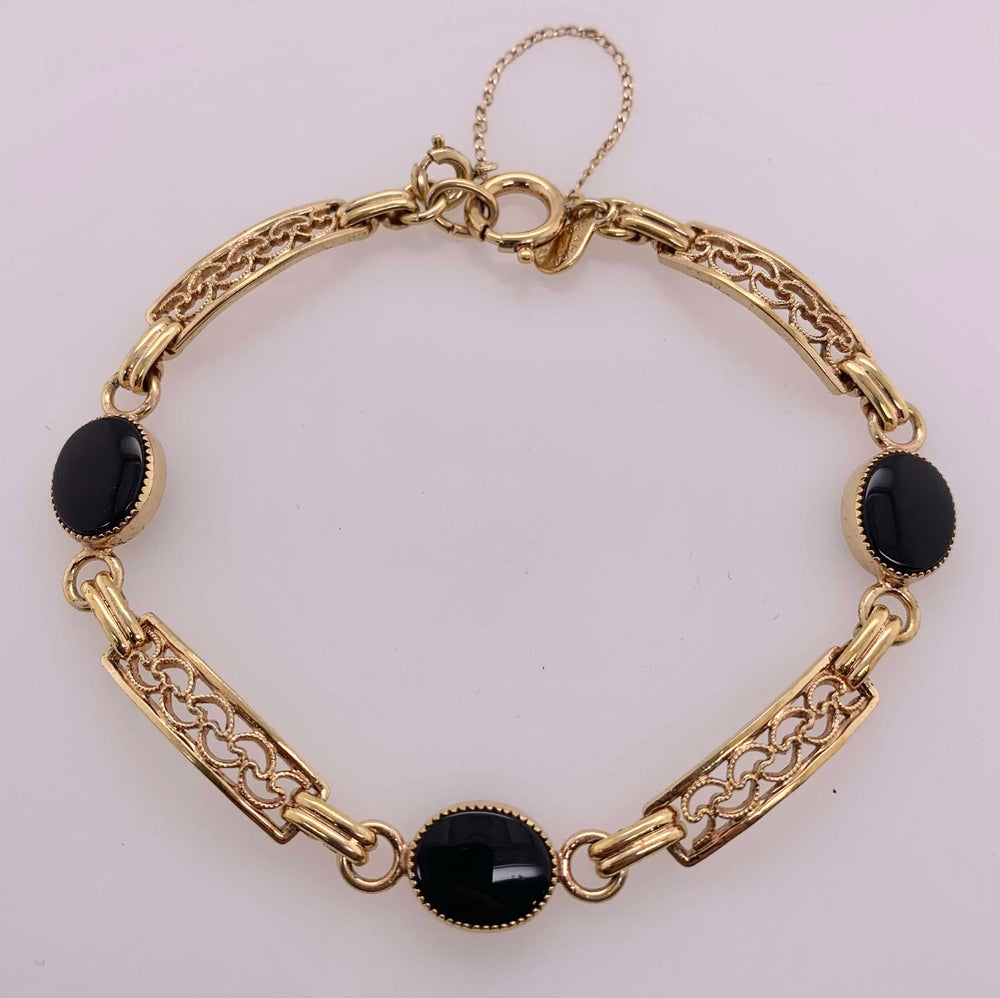 Vintage Estate Gold Filled Onyx Bracelet