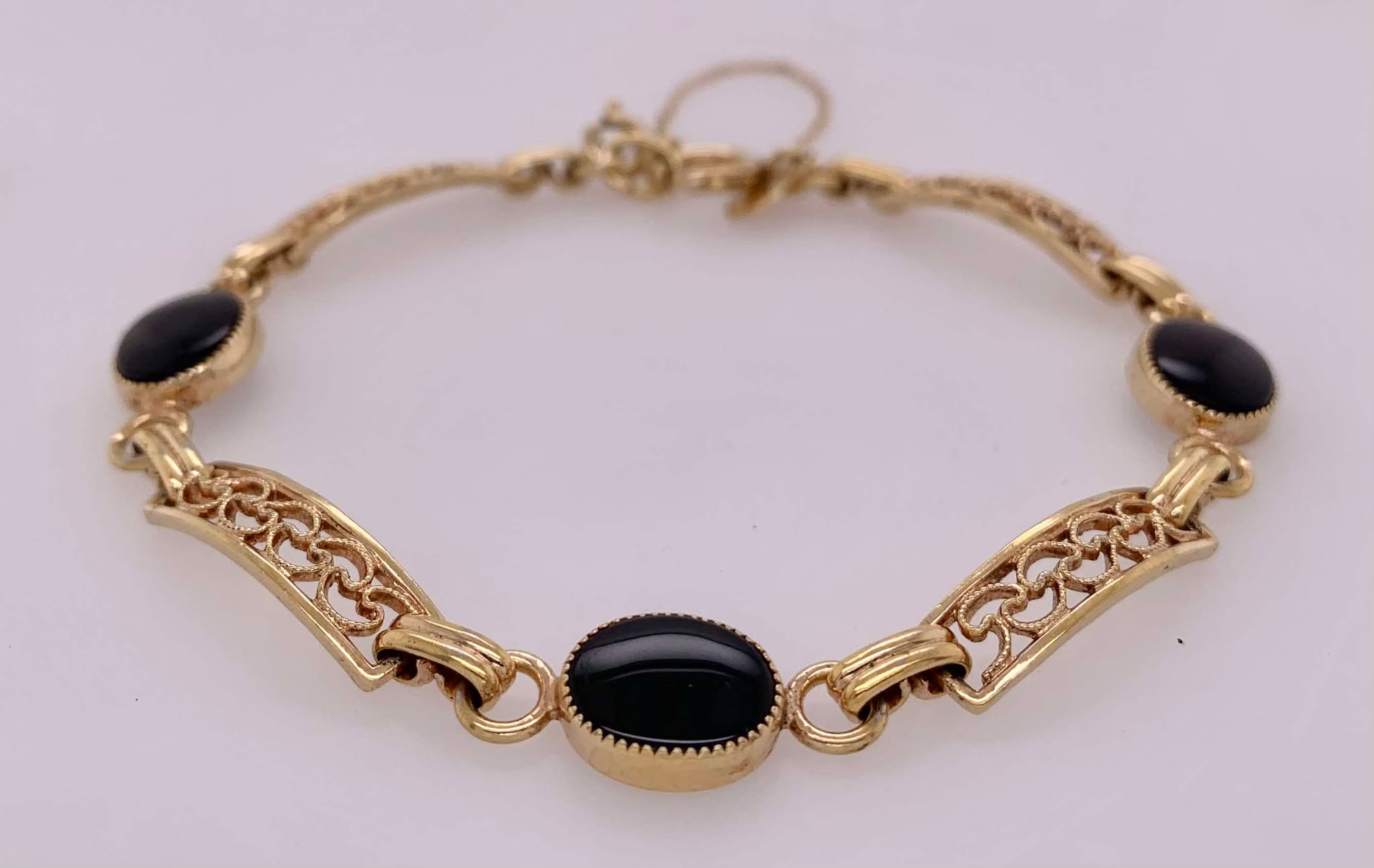 Vintage Estate Gold Filled Onyx Bracelet