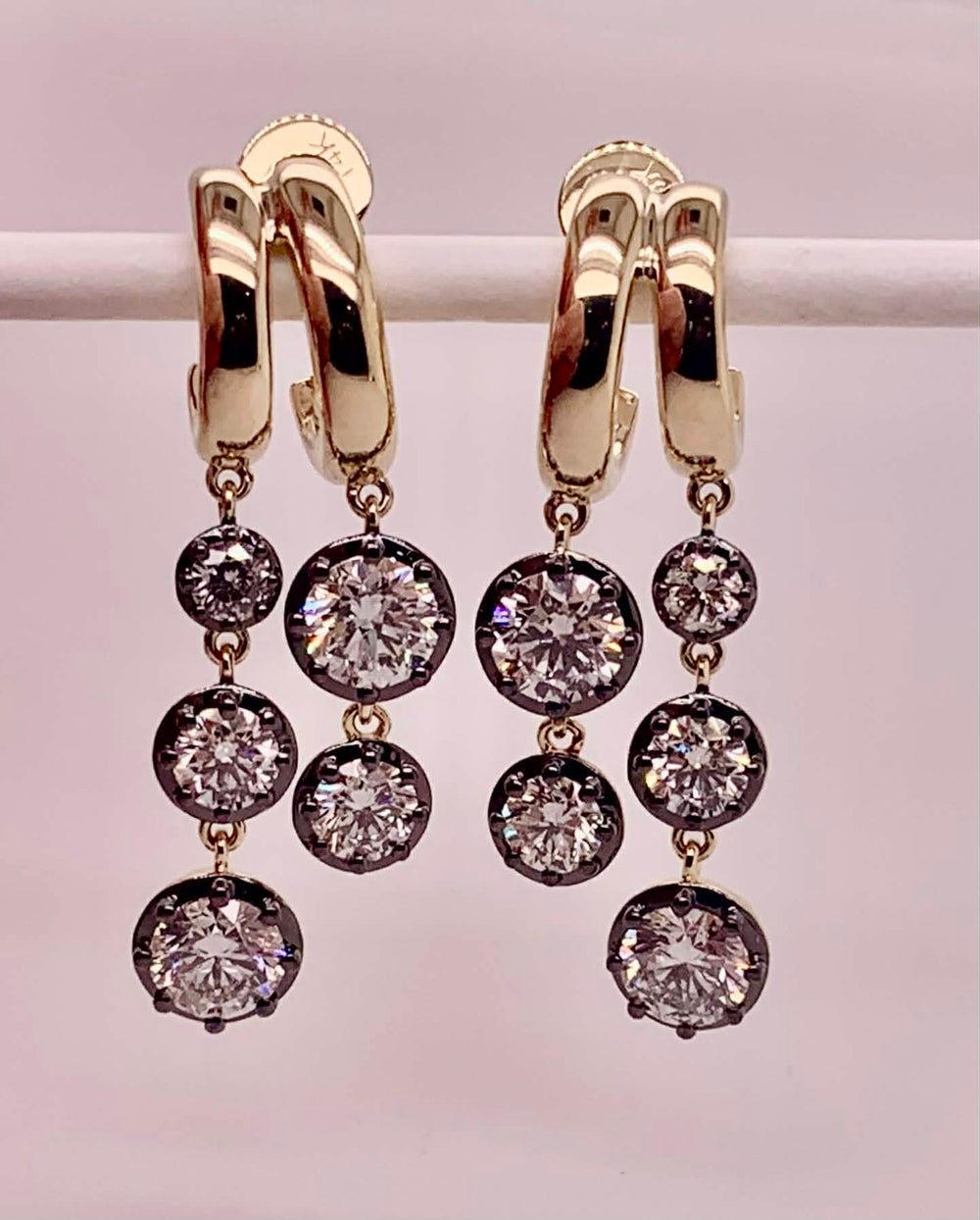 14K LAB Diamond Dangle Earrings