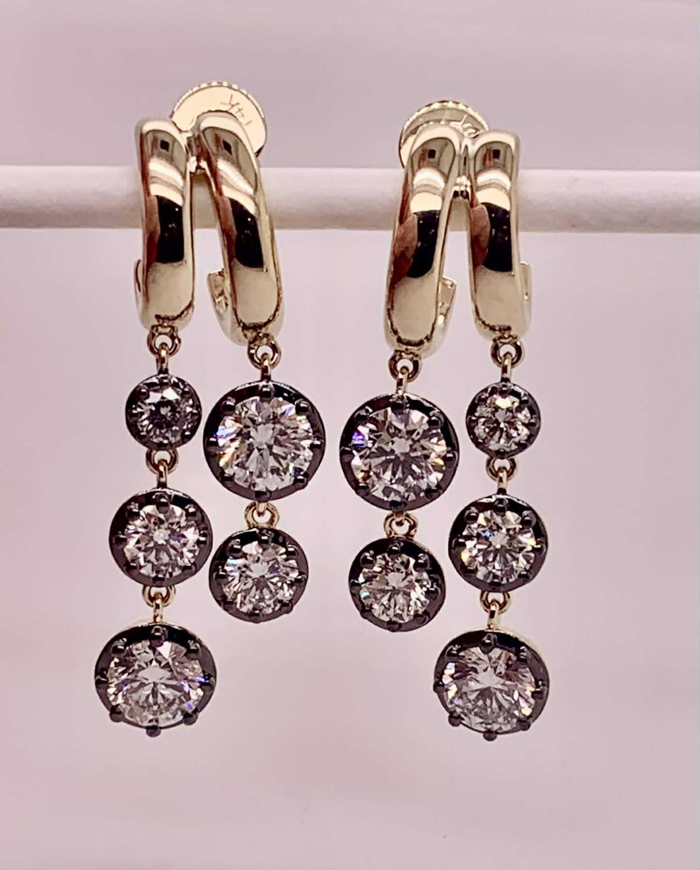 14K LAB Diamond Dangle Earrings