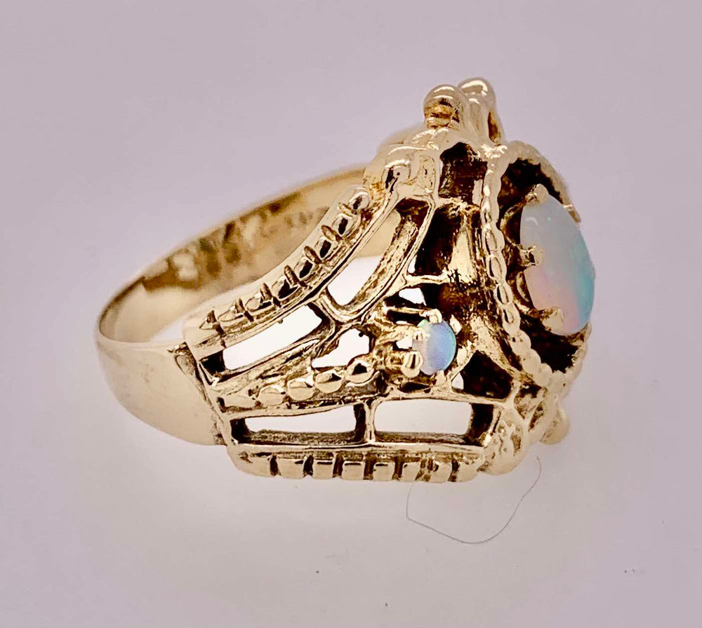 14K Estate Opal Filigree Ring
