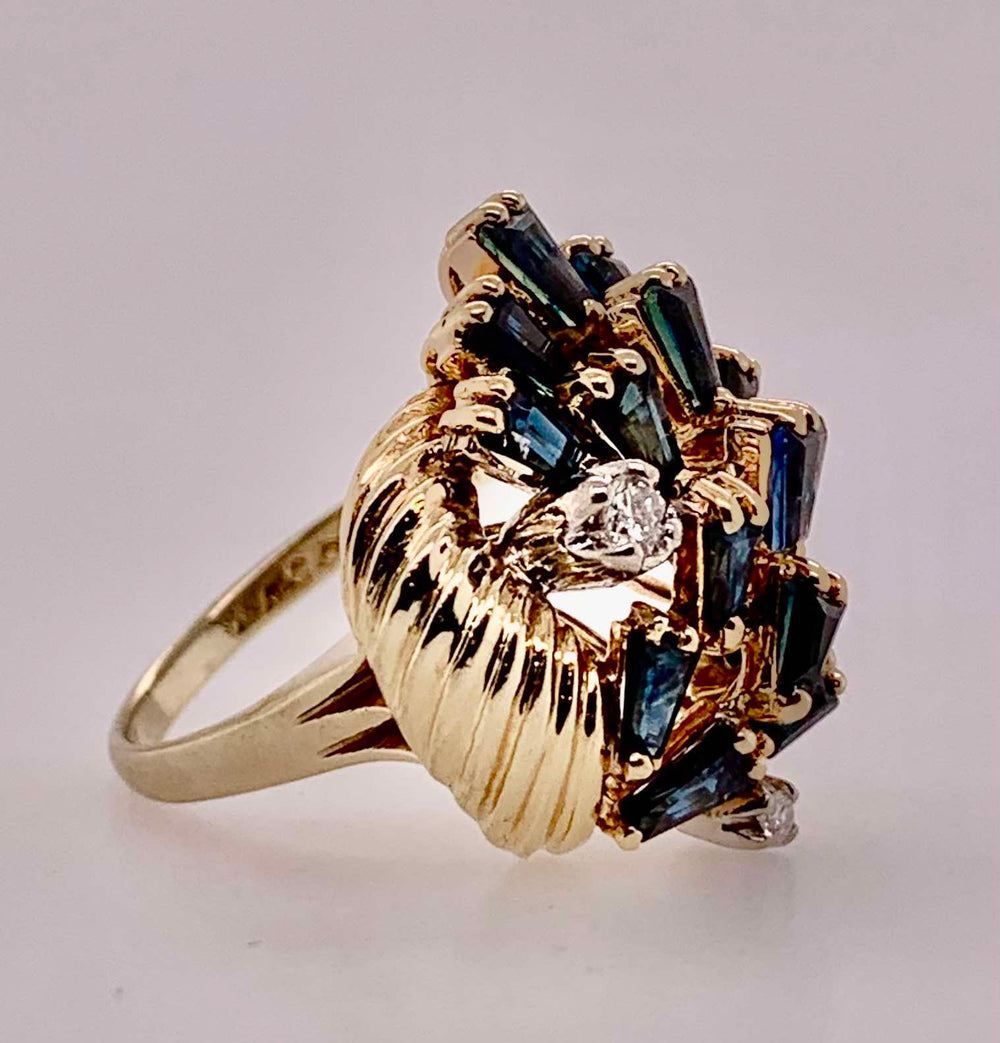 14K Estate Sapphire & Diamond Ring
