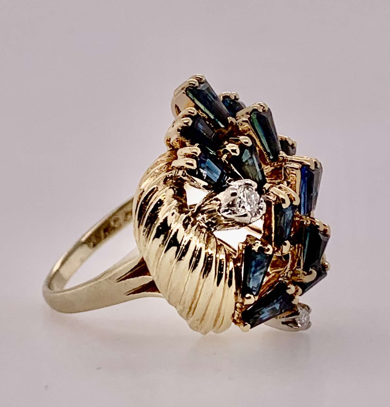 14K Estate Sapphire & Diamond Ring