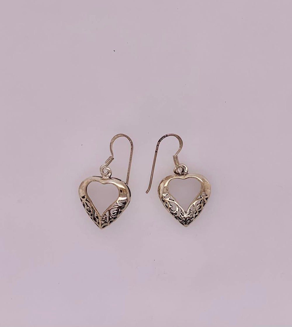Estate Sterling Silver Heart Earrings