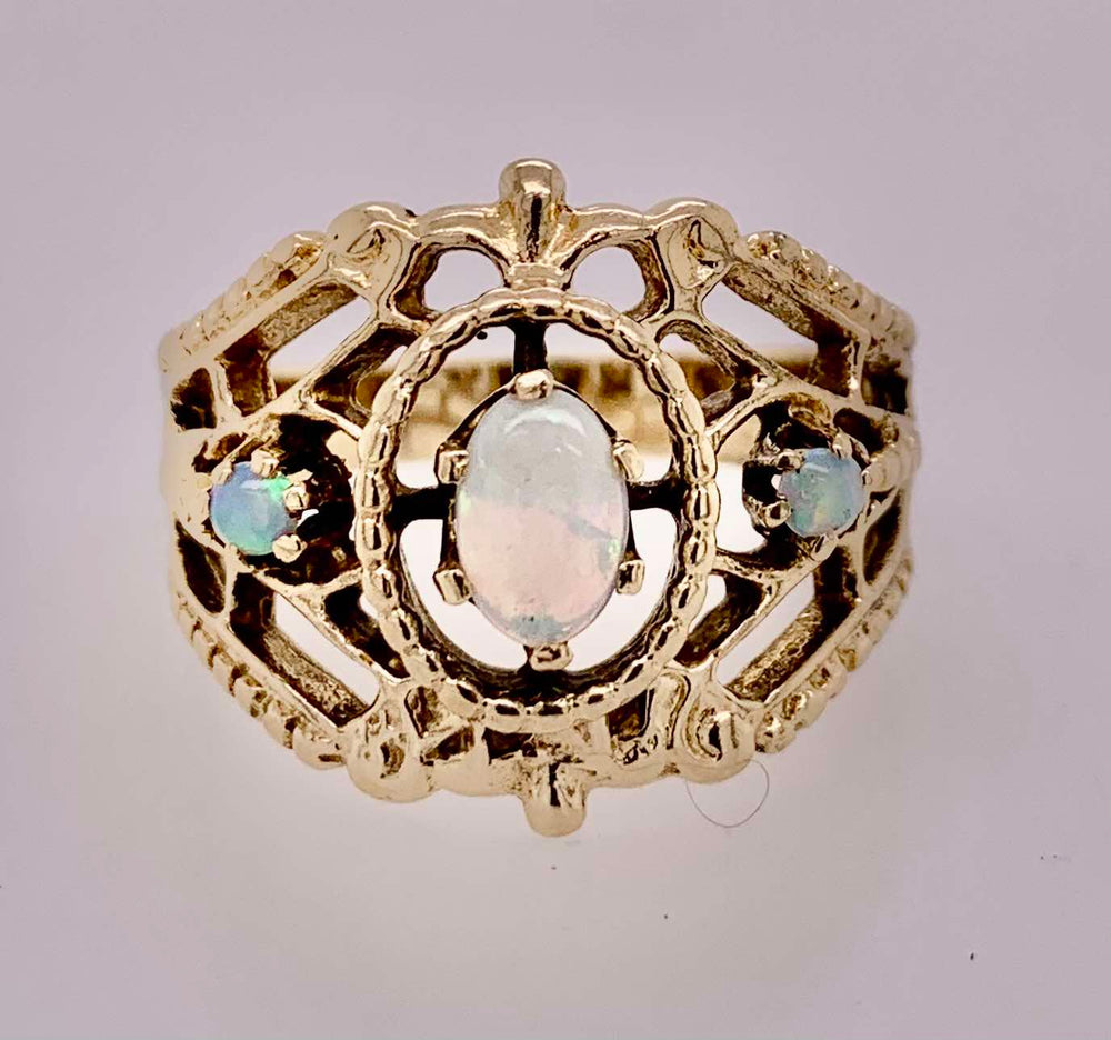 14K Estate Opal Filigree Ring