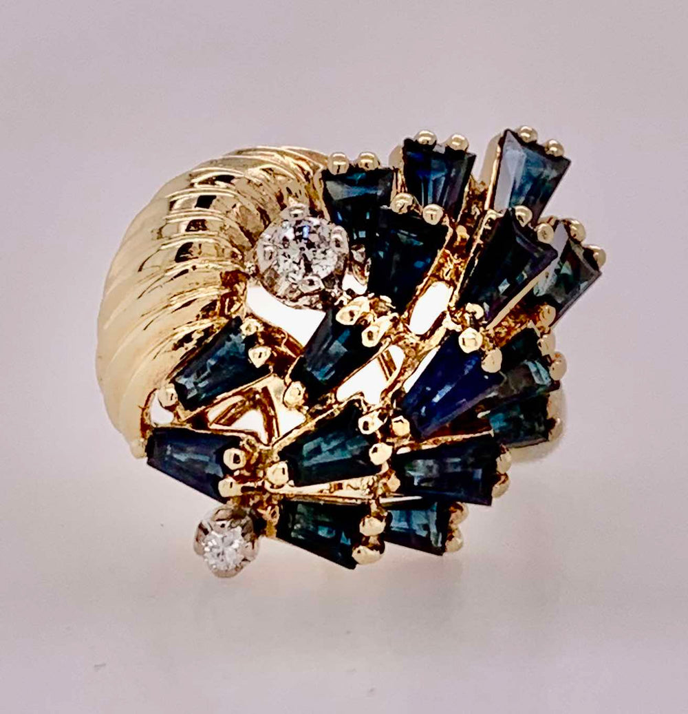 14K Estate Sapphire & Diamond Ring