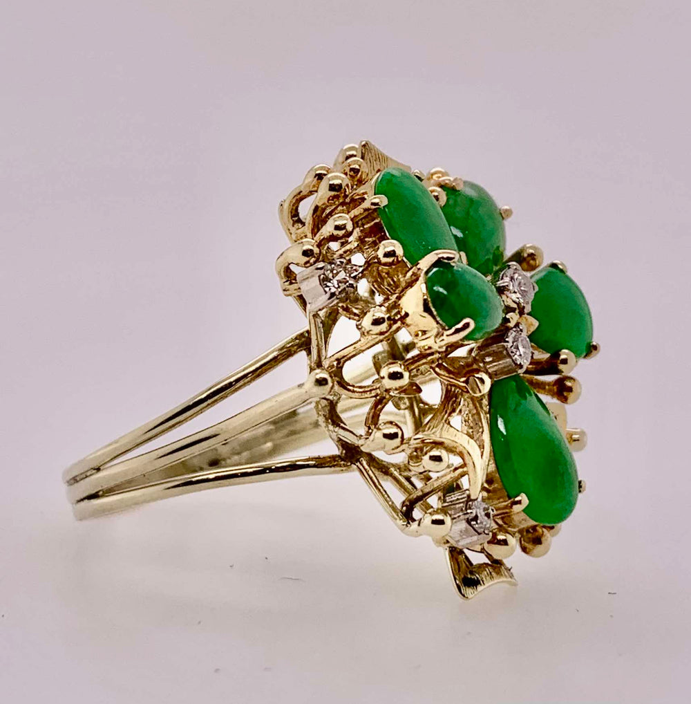 Estate Jade & Diamond Ring