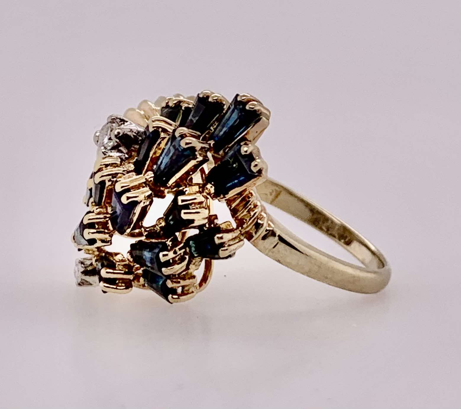 14K Estate Sapphire & Diamond Ring