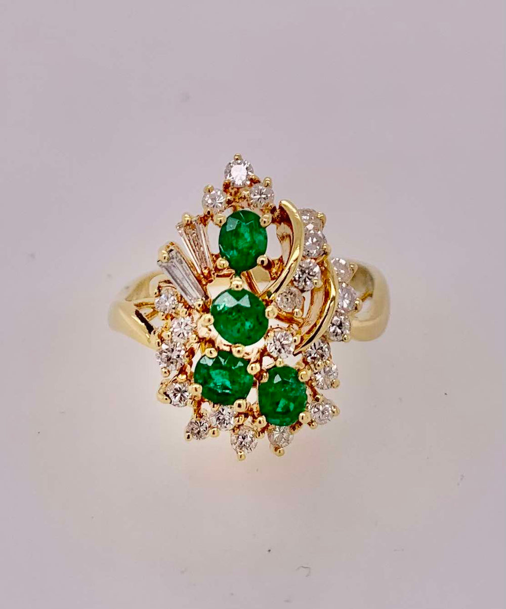18K Estate Emerald & Diamond Ring