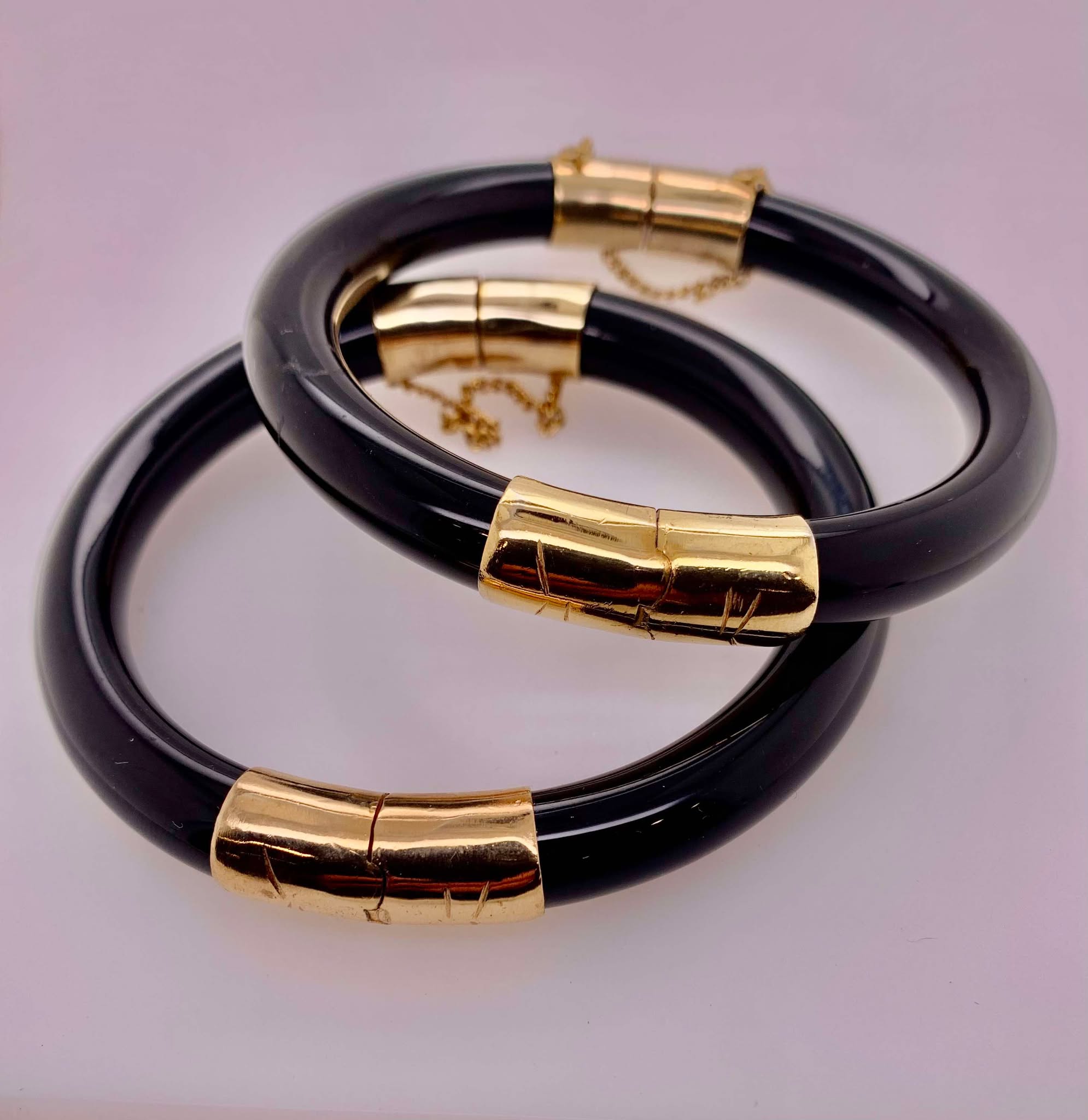 Estate Black Glass Bangle