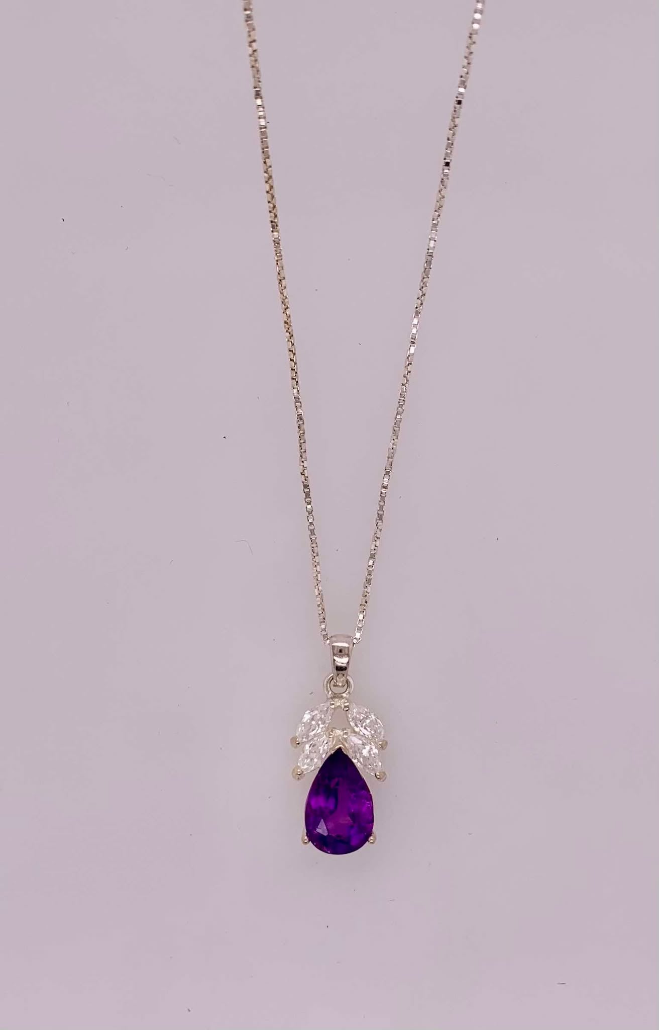 Sterling Amethyst & CZ Pendant