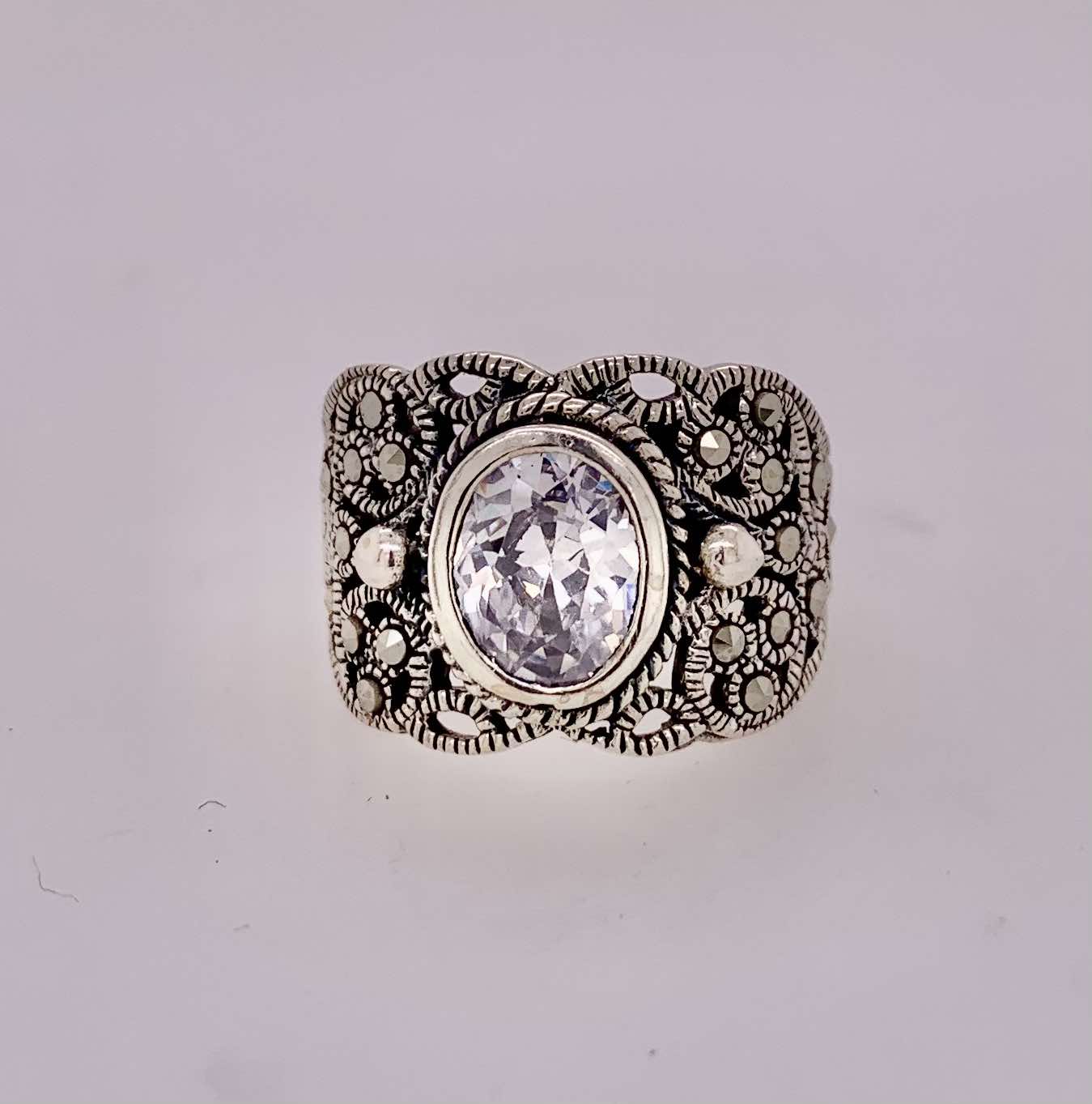 Estate Sterling Silver Cubic Zirconia Ring